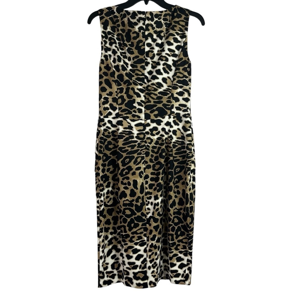 Cache Womens Bodycon Lined Dress Animal Print Stretch Tired Mock Wrap 4 New - Picture 6 of 12